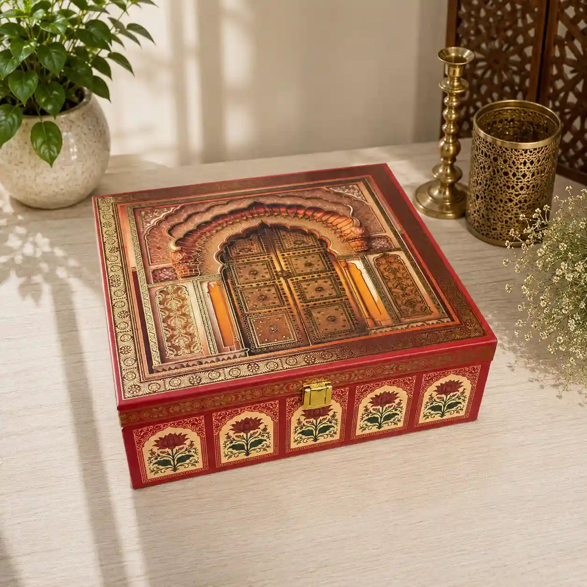 Brass Pooja Kalash Kumkum Box and Bowl Gift Hamper Vedansh Craft