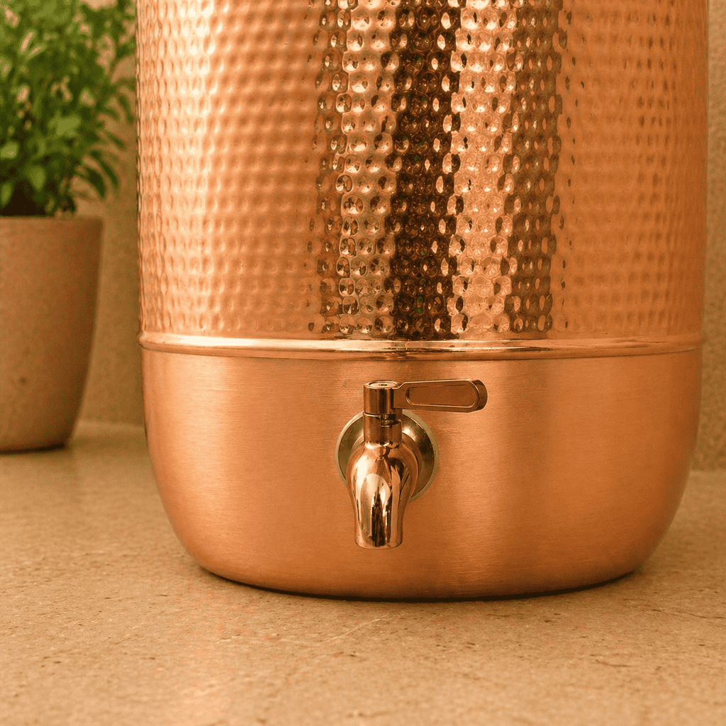 Copper Half Hammered Water Dispenser Vedansh Craft