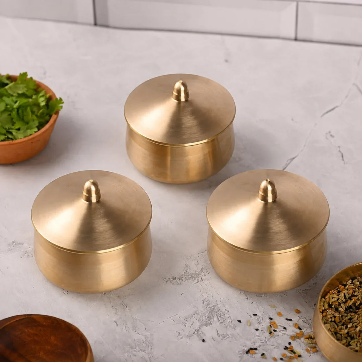 Brass Royal Serving Pot with Lid (4.5 Inch) Vedansh Craft