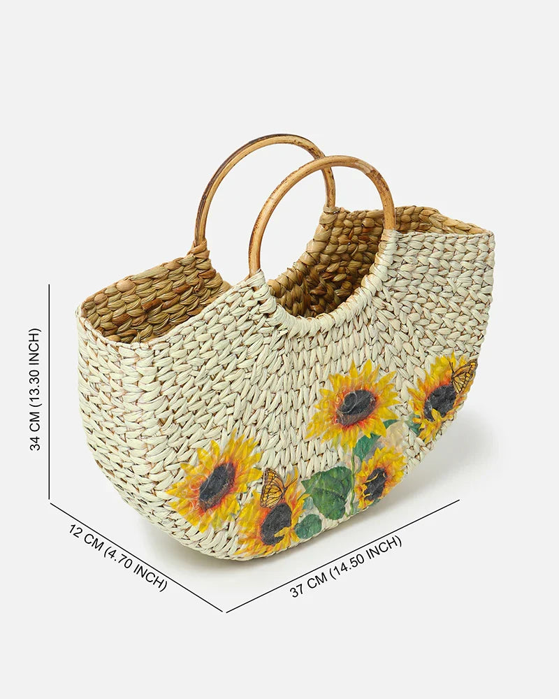 Handwoven Seagrass Beach Tote Handbag