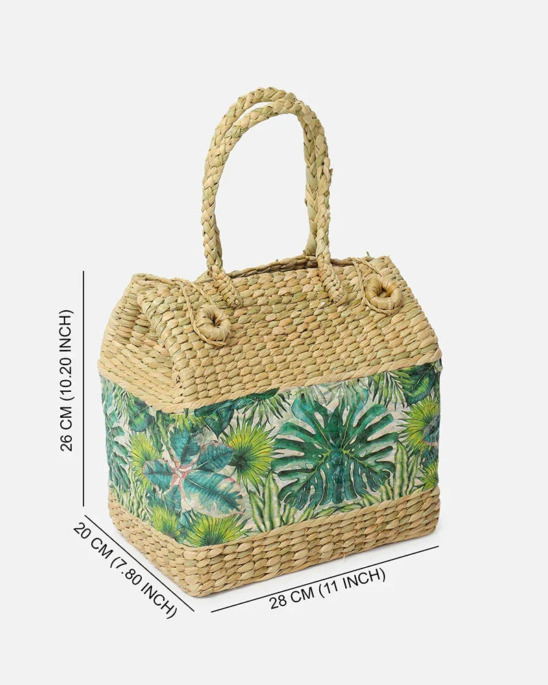 Portable Seagrass Picnic Basket for Picnic, Market, and Meal Storage