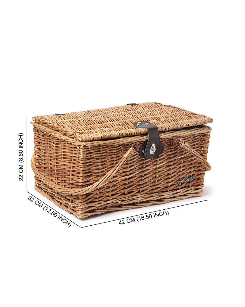 Handcrafted Wicker Picnic Basket for Travel, Family Meals & Food Carry