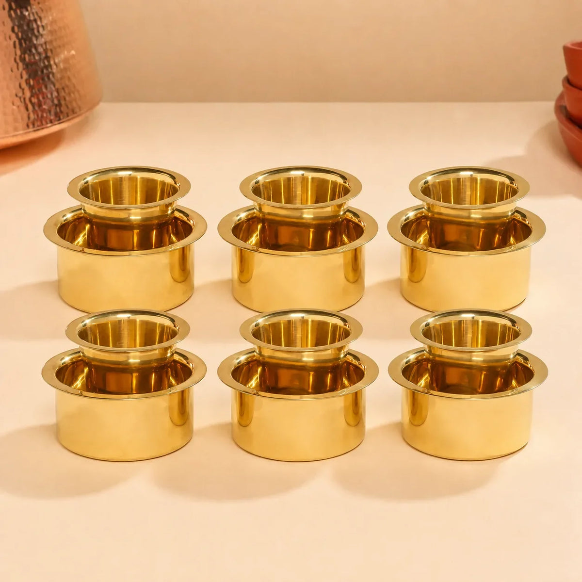 Brass Coffee Davara Cup Pair (2.5 Inch) Vedansh Craft