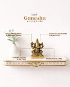 Solid Brass Ganesh Ji Idol for Mandir, Office and Vastu Decoration