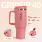 GripSip 40 Insulated Tumbler Bottle With Side Handle Living Coral Pop 1200ml Nestasia