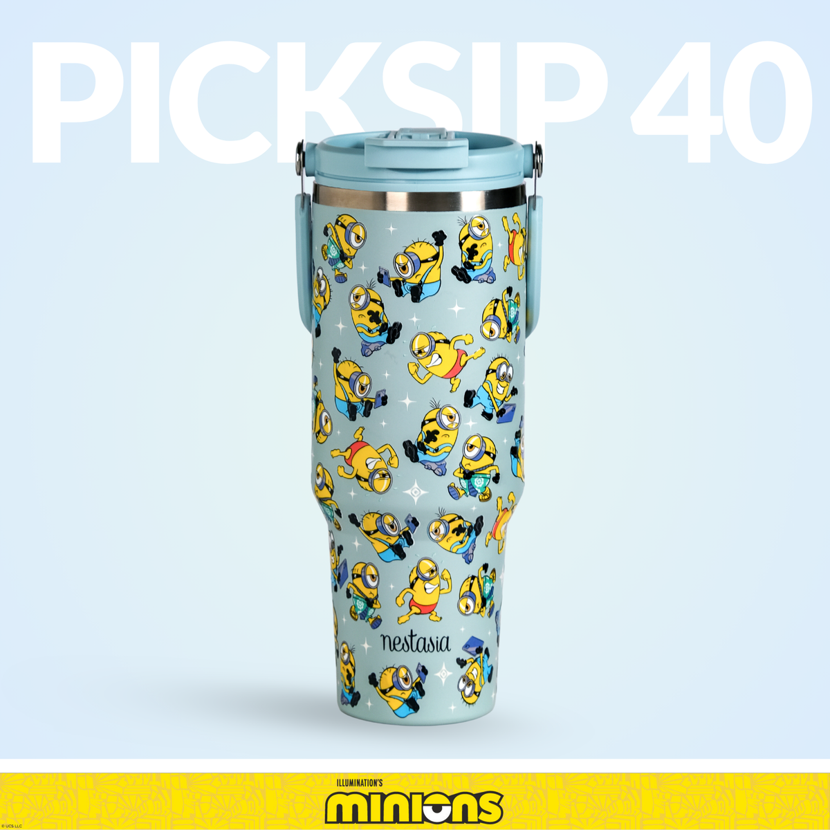 Minions Stuart Poses PickSip40 Bottle 1200ml Blue Nestasia