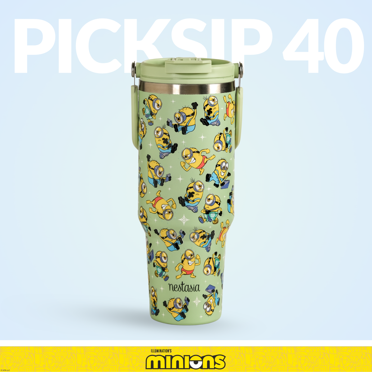 Minions Stuart Poses PickSip40 Bottle 1200ml Green Nestasia