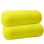 Trance Home Linen 100% Cotton 16x32 inch 200TC Striped Bolster Cover | Round Bed Side Long Bolster Pillow Cover to fit 24 Length 9 Dia | Pack of 2 Bolster Cover only (16x32 inch,Canary Yellow)