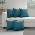 STITCHNEST Quilted Velvet Cushion Covers Set of 5 | Soft Luxury | 12x12 Inches | Premium Sofa & Living Room Décor