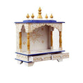 Kamdhenu Art and Craft Wood Home Temple (White and Blue, 9 X 18 X 21 Inch)