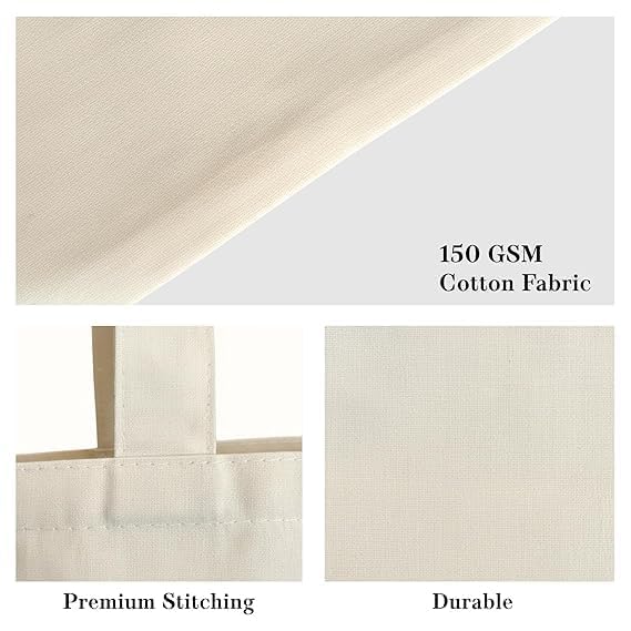 NYALA Plain Cotton Tote Bag, 12x14 In for Grocery, Craft, DIY Painting