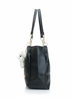 AESTHETIC Women’s Shoulder Handbag | Elegant PU Leather Tote with Chain Strap & Teddy Charm | Stylish Daily Use Purse for Office, College & Casual Outings-T-04
