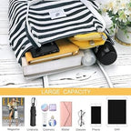 BROGBUS Casual Design Shoulder Handheld Tote Handbag for Women, Girls Canvas Jhola Bag for College Office Use (Black White Strip)