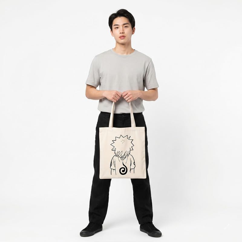 The Korhean Store Naruto Anime Print Tote Bag for College, Travelling, Shopping, Office, Beach & Daily Use, Ecofriendly & Reusable, Premium Canvas Cotton
