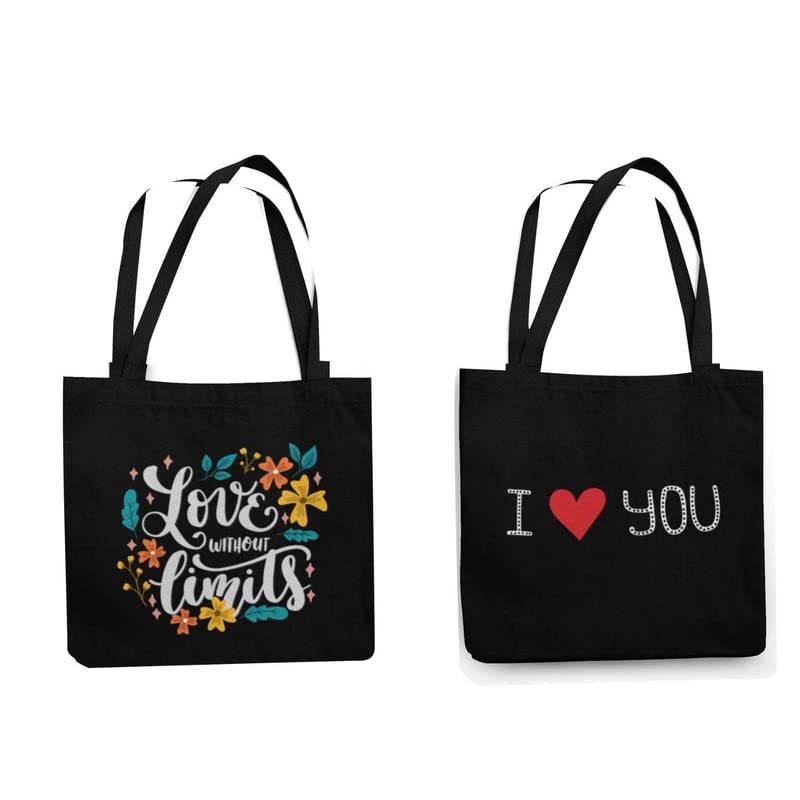 TheYaYaCafe Cotton Printed Tote Bag combo of 2|Multipurpose bags| Reusable Bags |Lightweight|Eco-friendly Grocery Bags