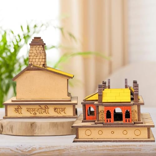 A&S Ventures Char Dham Temple 3D Model - MDF Wood Gangotri Dham Yamunotri Dham Home Decor, Showpiece