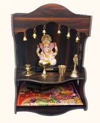 SSI Fully Handmade beautyfull Small Wooden Home and Office Temple/Pooja Mandir Pooja ghar (DRK Brown)
