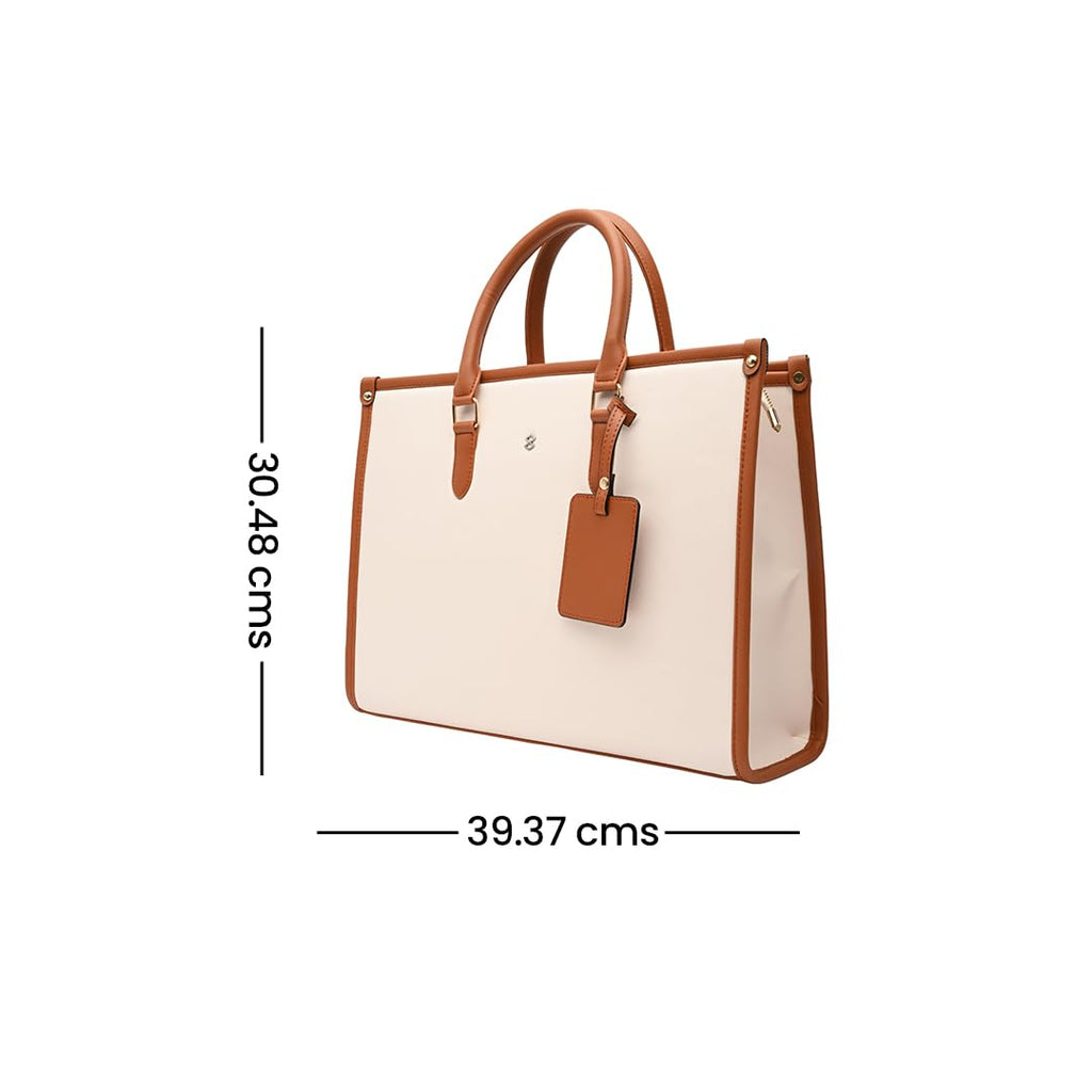 HORRA Women's 13 Inch Laptop Bag With Padded Compartment - White | Faux Leather Laptop Handbag for Office| For College | For work Latest Stylish Ladies Laptop Handbag
