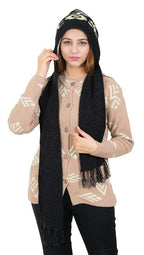 KmCho Black Woolen Muffler for Women - Soft Warm Winter Scarf - Stylish & Cozy - (Pack of 1)