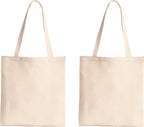 Plain Cotton Tote Bag, Natural White, Reusable Shopping Bag Pack of 5