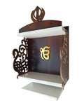 Sikh Beautiful Golden Ik Onkar, Khanda and Peacock Design Temple, Wooden Wall Mount Punjabi Khanda Mandir, Sikh Guru Sahib Temple, Brown and White