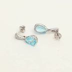 Clara 925 Silver Sky Blue Tear Drop Pendant Earring Chain for Women & Girls