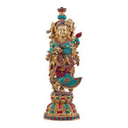 SVARUP Brass Radha Krishna Idol in Multicolor Height 21 Inch