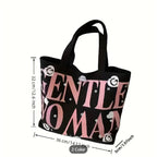 THE SACK CO. Large Canvas Tote Bag for Women, Tote Handbags for Women with Zipper &t for College, Shopping, Office (gntl women pink writing blk)