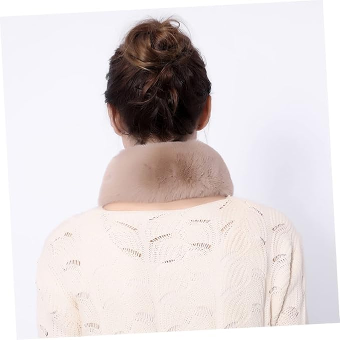 THE DDS STORE Winter Women Faux Fur Collar Leopard Print Scarves Plush Wrap Korea Bow Tie Neck Warmer Formal Party Shawl (Peach)
