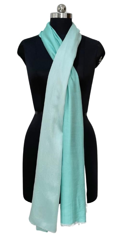 Hastakrutam Reversible Pashmina Silk Stole (Aquamarine)