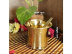 Griscon Pure Brass Puja Patra Panch Patra Jal Patra and Spoon for Pooja Samagri. (6 cm Height) (Golden, Brass)