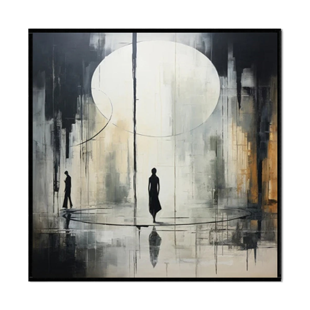 Handmade Oil Painting Canvas Wall Art Decoration Black And White Abstract   Artwork Medieval Black Neoclassicism Wall Decor Street For Home Office Decor kafalo