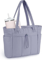 Prplet Large Tote Bag for Women | Multi-Pocket Travel Shoulder Bag with Tumbler Pocket | Work, Office, College, Travel & Daily Use Handbag (Grey)