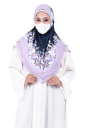 Markaz Hijab Printed Malaysian Instant Hijab for Women | Floral Border Design | Ready to Wear Modest Fashion Headscarf | Elegant Muslimah Style (BLUE, M)