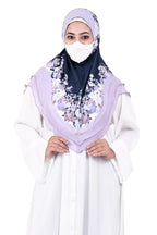 Markaz Hijab Printed Malaysian Instant Hijab for Women | Floral Border Design | Ready to Wear Modest Fashion Headscarf | Elegant Muslimah Style (BLUE, XXL (36))