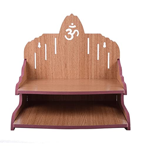 CrazyInk Beautiful Hand Made Pooja Mandir/Wooden Wall Mounted Hanging Temple for Home/Office/Factory/Festivals/Gifting Purpose (D5)