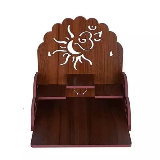 Table Top Home Mandir Temple Home Decor Beautiful Wooden Temple (Maroon)