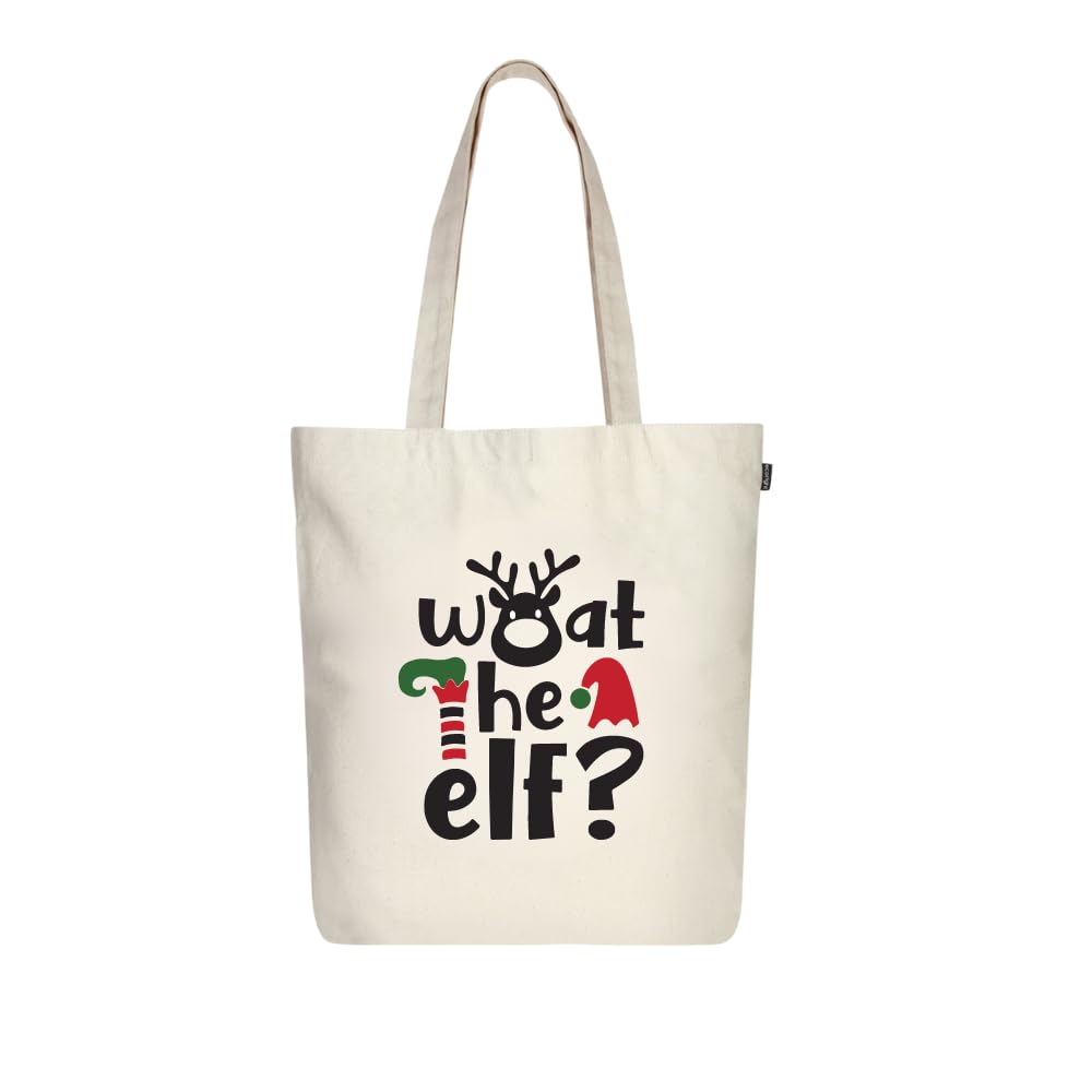 Eco Right Canvas Tote Bags for Women with Zip, College Bag for Girls, 100% Organic Cotton Tote Bag for Shopping, Travel & beach bags for women (Elfish)