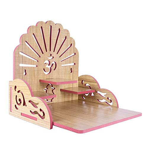 MIDU Wooden Readymade Wall Hanging Puja Temple for Home God Stand for Pooja Room Mandir Wood Devghar Stand for Office and Shop (A60)