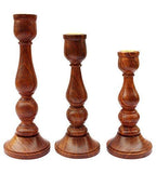 ITOS365 Handmade Wooden Candle Stand - Set of 3 | Decorative Wood Finished Wax Candle Holder for Home, Office & Living Room Décor | Handcrafted Tealight Holder Gift Item for Diwali & Festivals