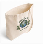Cotton Canvas Tote Bag, Natural, 100% Cotton, Large, Shopping & Daily Use, Single Compartment, Printed, 330 GSM (Eco Design – Save Earth (100% Reusable))