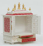 Jodhpur Handicrafts MDF Wood Home Temple Temple Pooja Cupboard for Home Pooja Mandir for Home Big Size 6 Feet (18 inch x 12 inch x 24 inch, White & Red)