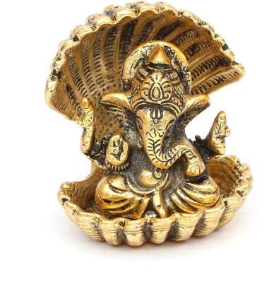 KridayKraft Aluminium Gold Plated Ganesha ji in Sheep Showpiece (Standard size)