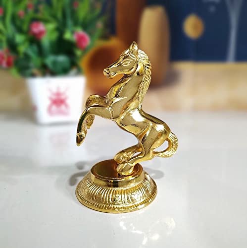 KridayKraft Jumping Horse Metal Statue for Wealth Table Top Figurine for Living Room Bedroom Home Office Animal Decorative Showpiece Feng Shui Vanstu Sculpture for Gift Purpose.