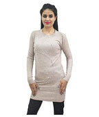 HAUTEMODA Woollen Regular Tops - Navy (Beige, Large)