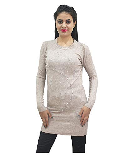 HAUTEMODA Woollen Regular Tops - Navy (Beige, Medium)