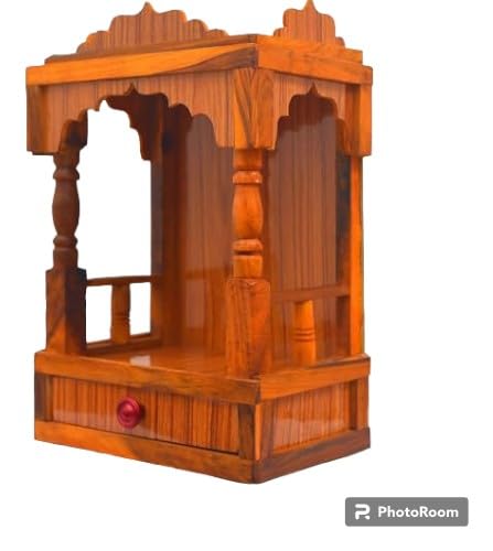 SLPL skylight Wooden Wall Hanging Temple for Home, Office, Shop || Brown, Traditional, 1.5 kg, 35 cm H x 10 cm W x 2 cm D