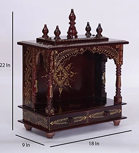 Jodhpur Handicrafts MDF Wood Home Temple Temple Pooja Cupboard for Home Pooja Mandir for Home Big Size 6 Feet (18 inch x 9 inch x 22 inch, Brown)