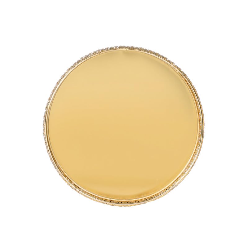 R Ayurveda Copper Decorative Golden Alloy Tray – 10 inches Round Vanity Organizer for Jewelry, Makeup, Perfume | Elegant Vintage Metal Tray for Bathroom, Dresser, or Gift Décor