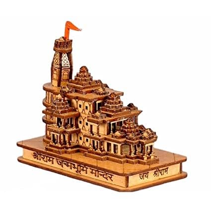 Handmade Wooden Shri Ram mandir Ayodhya 3D Wood Tempal for Home Decoration, Office, and Gift ! Full Polished Shri Ram Janmbhoomi Temple 3D Model Ideal for Home Decor and Pooja
